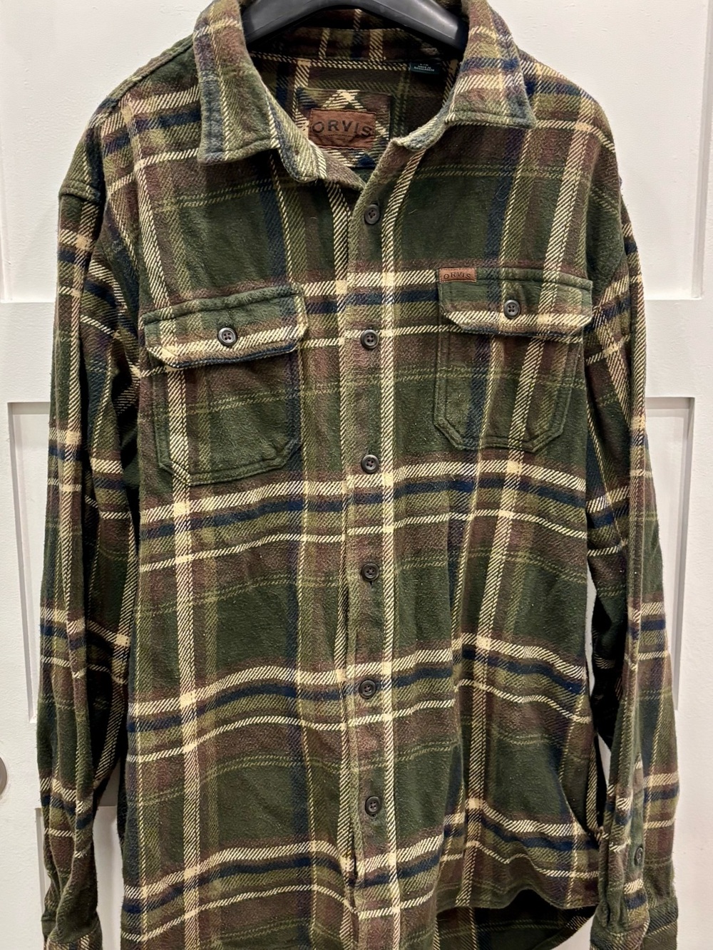 Orvis Olive and Brown Plaid Wool Shirt Jacket - Picture 2 of 7